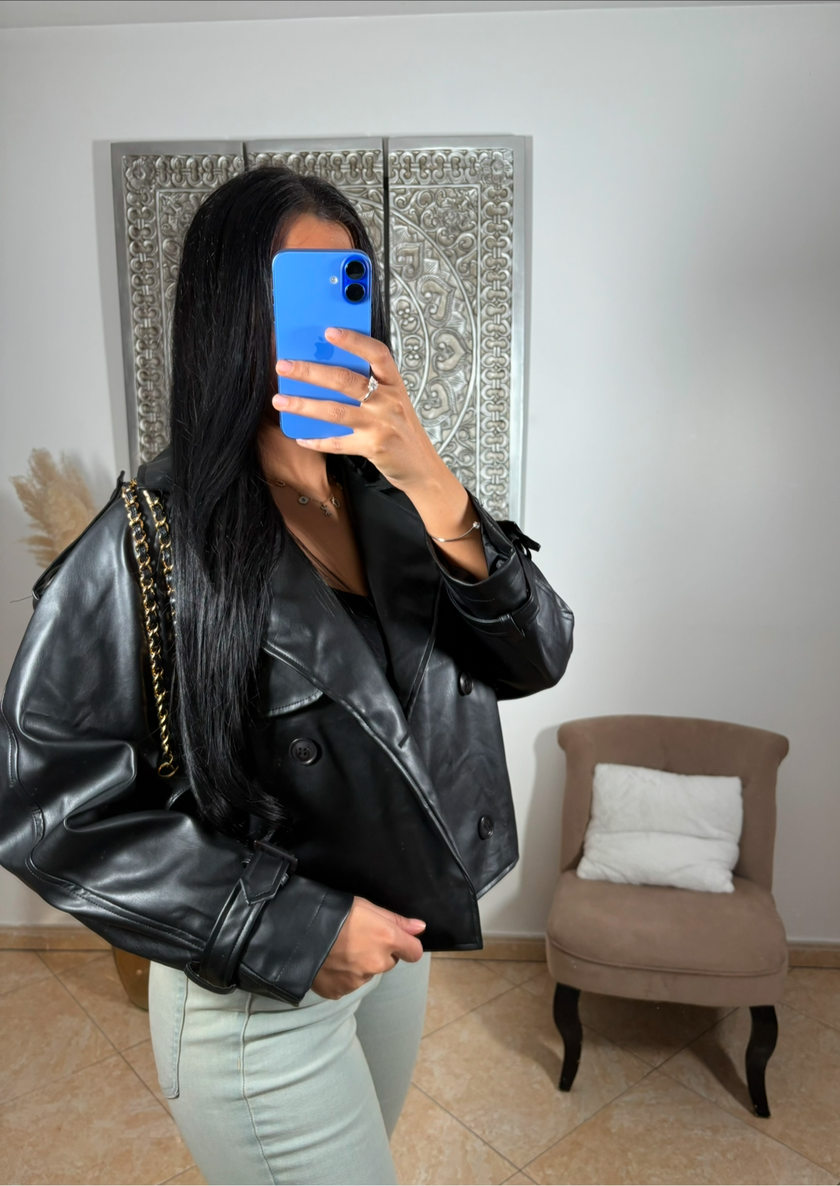 VESTE CUIR NOIR