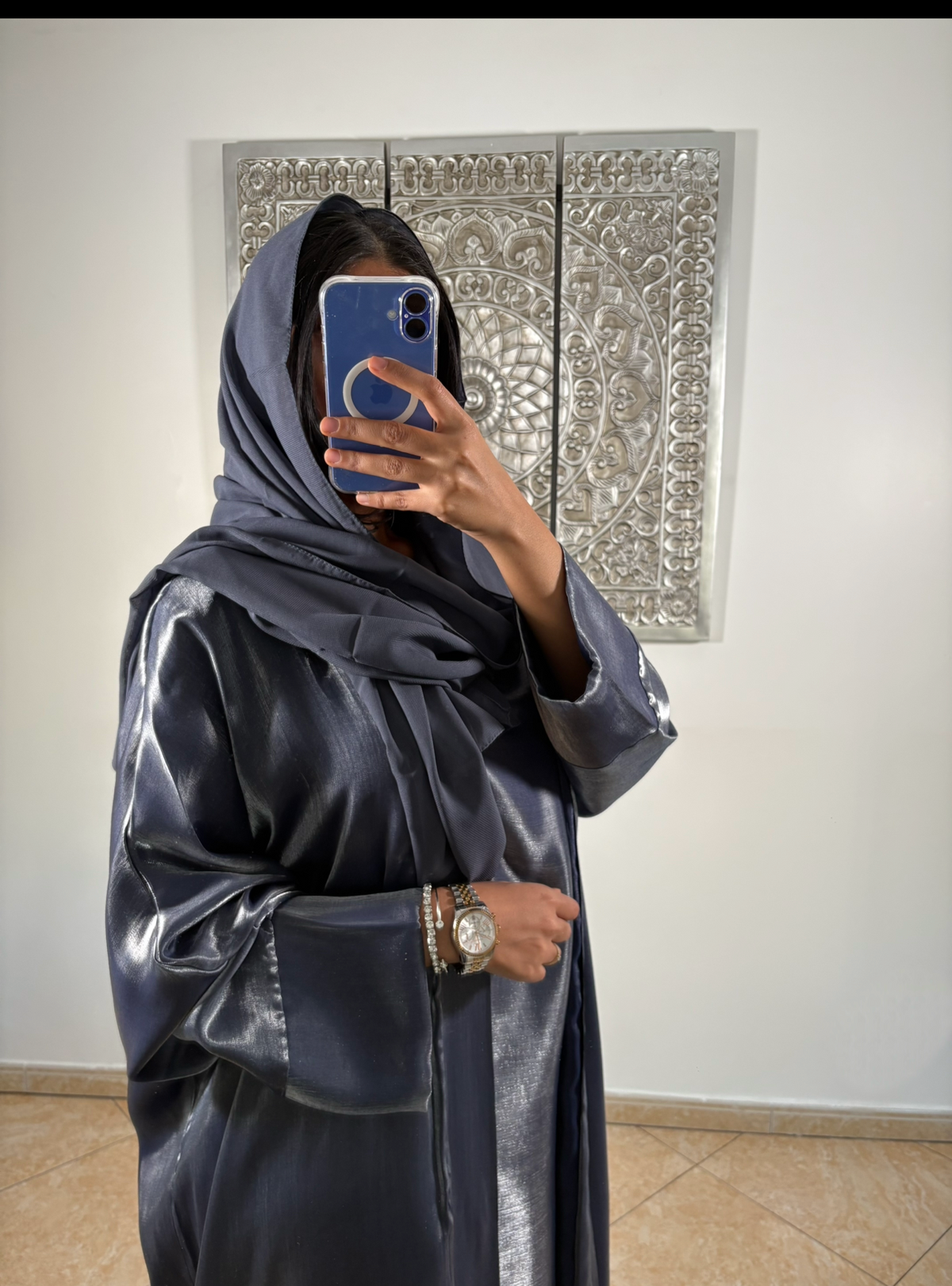 Abaya Satiné GRISE