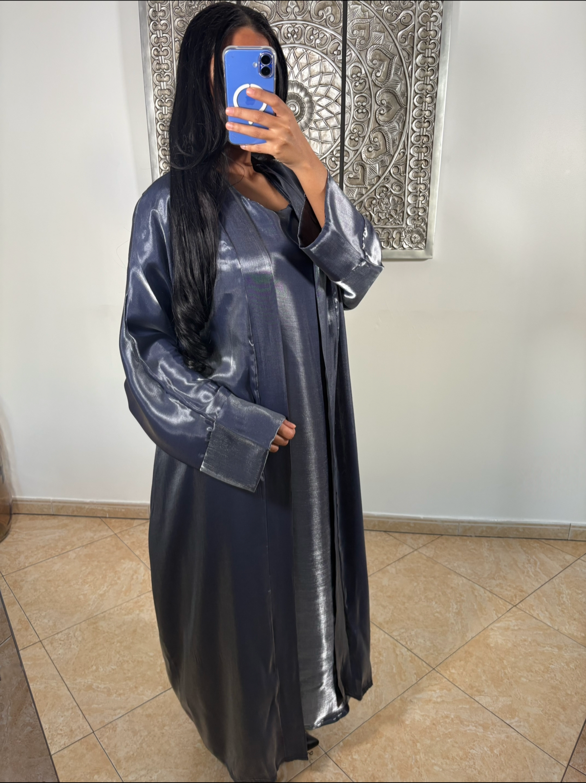 Abaya Satiné GRISE